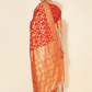 Chanderi Silk Woven Geometric Saree in Classic Red (Precision Looms) -003