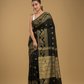 Coal Black Cotton Silk Jamdani Saree - 010