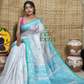 Tissue Silk Benarashi Jamdani Saree with Sky Blue Border-102