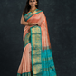 Korvai Saree in Pink - Azure Blue Border - 054