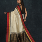 Korvai Saree with Temple border Pearl White and Red Black Border - 124