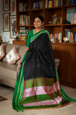 Black and Green Border Ilkal Saree-003