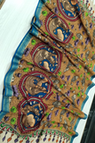 Clay Orange Design Cotton  Story Theme Pen Kalamkari Dupatta -034