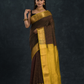 Korvai Saree Lakshadeepam black with olive green border and yellow Border - 134