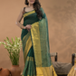 Tissue Silk Saree In Dark Green  -032