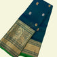 Peacock Blue  with Leaf Green  and Golden Border Kanjivarm Silk Saree-22