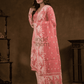 Rose Pink Cotton Silk Jamdani 2-Piece Set Kurti & Dupatta (UNSTITCHED) - 381