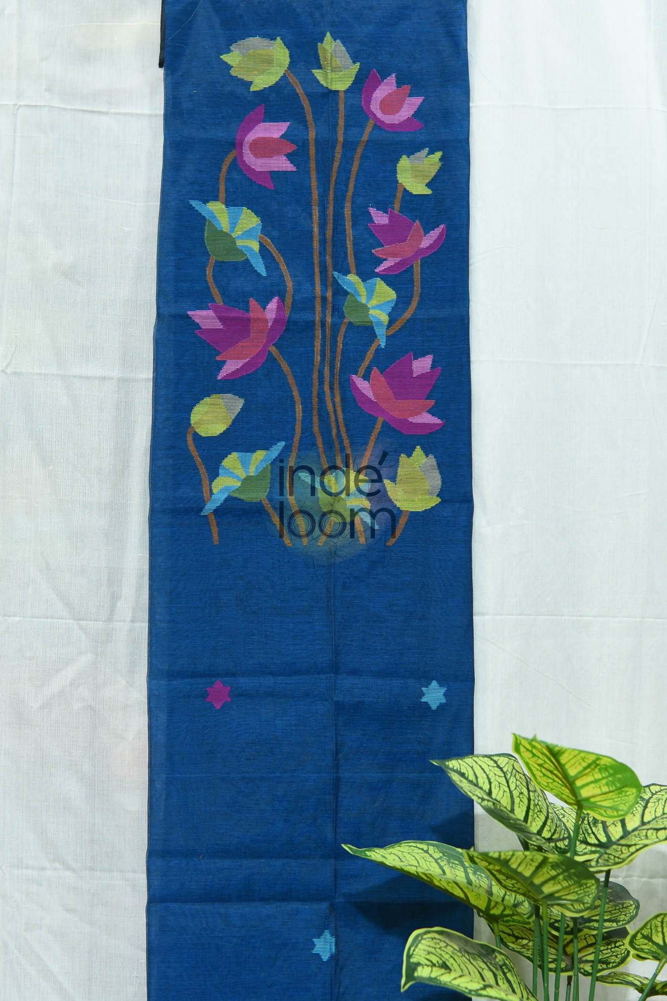 Cotton Jamdani 2 Piece Set Kurti & Dupatta with Yale Blue - Jamdani Kurti - 149