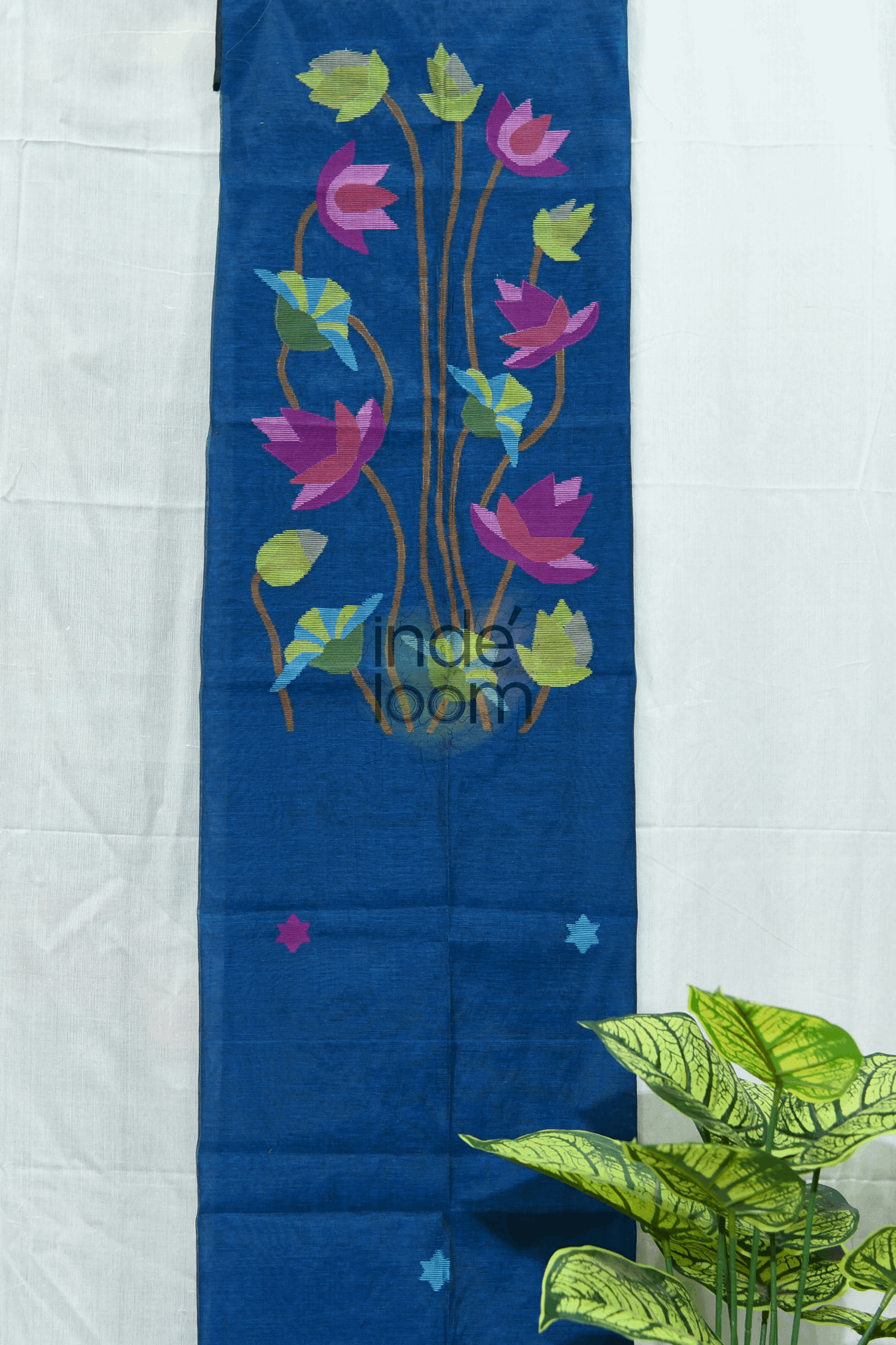 Cotton  Jamdani 2 Piece Set Kurti & Dupatta with Navy Blue Jamdani Kurti - 172