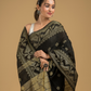 Coal Black Cotton Silk Jamdani Saree - 010