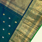 Peacock Blue  with Leaf Green  and Golden Border Kanjivarm Silk Saree-22