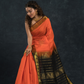 Pure handloom Korvai Saree classic Fire Orange and Black Border - 127