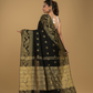 Coal Black Cotton Silk Jamdani Saree - 010