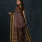 Pure handloom Korvai Saree Pink and Green Checks and Black Border - 132