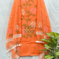 Cotton Jamdani 2 Piece Set Kurti & Dupatta with  Neon Orange - Jamdani Kurti - 150