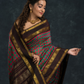 Pure handloom Korvai Saree Pink and Green Checks and Black Border - 132