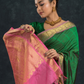 Teal Green and Pink Border  Korvai Saree - 148