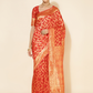 Chanderi Silk Woven Geometric Saree in Classic Red (Precision Looms) -003