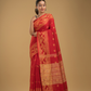 Classic Red Cotton Silk Jamdani Saree - 011