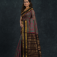 Pure handloom Korvai Saree Pink and Green Checks and Black Border - 132