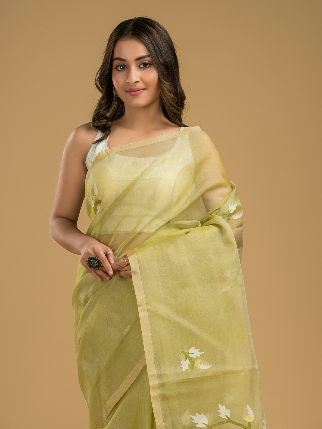 Jamdani Saree With Light Green - 011