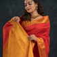 Korvai Saree Classic Red and Yellow border with small zari buttas -163