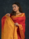 Korvai Saree Classic Red and Yellow border with small zari buttas -163