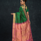 Teal Green and Pink Border  Korvai Saree - 148