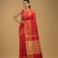 Classic Red Cotton Silk Jamdani Saree - 011