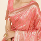 Chanderi Silk Floral Saree in Coral Pink (Precision Looms) -008