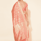 Chanderi Silk Floral Saree in Coral Pink (Precision Looms) -008