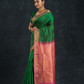 Teal Green and Pink Border  Korvai Saree - 148