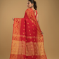 Classic Red Cotton Silk Jamdani Saree - 011