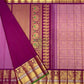 Purple Silk with Purple Pallu and Golden Border and Silver Stripes Gadwal Silk Saree.-023