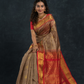 Korvai Saree Mayil-Chakram with Zari Checks Grey and Red Border - 151