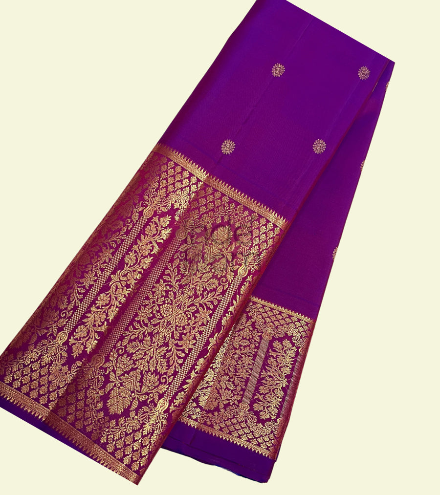 Purple Saree and Navy Blue Silk Pallu and Purple Silk Border Kanjivaram Saree-024