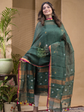 Pine Green Pure Linen Suit 2 Piece Set Kurti & Dupatta (UNSTITCHED) -0631