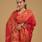 Classic Red Cotton Silk Jamdani Saree - 011