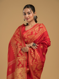 Classic Red Cotton Silk Jamdani Saree - 011