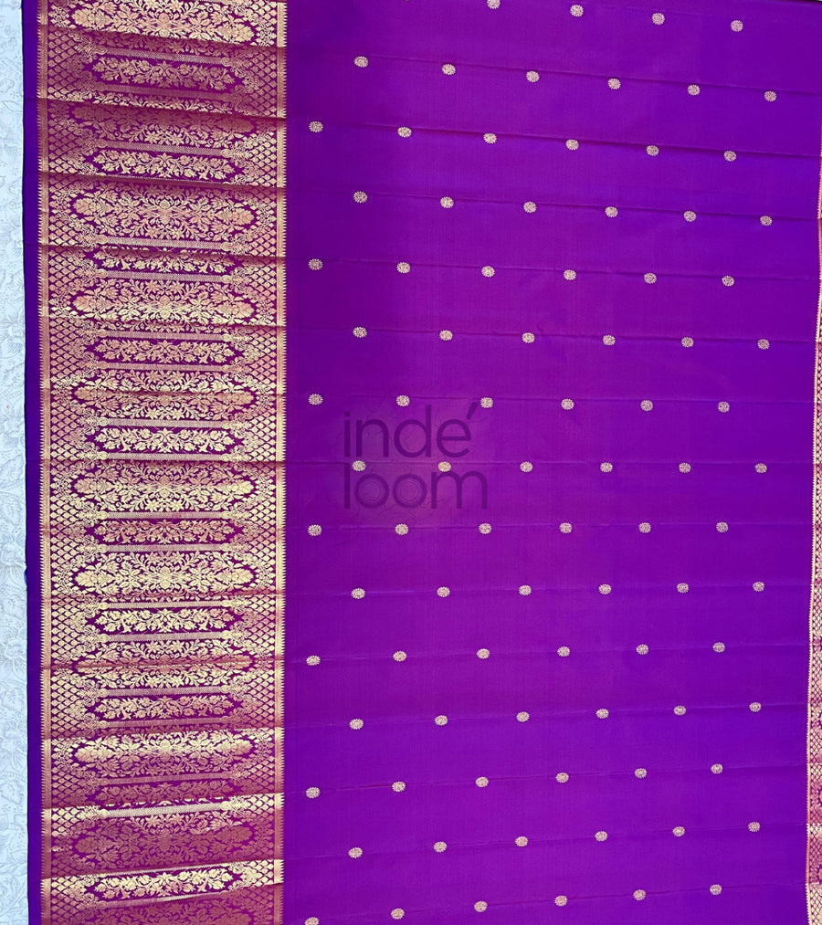 Purple Saree and Navy Blue Silk Pallu and Purple Silk Border Kanjivaram Saree-024