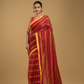 Cherry Red Santipuri cotton s Saree - 012