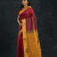 Korvai Saree With Chilli Red and Golden Yellow Border- 023