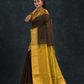 Korvai Saree Lakshadeepam black with olive green border and yellow Border - 134