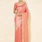 Chanderi Silk Floral Saree in Coral Pink (Precision Looms) -008