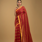 Cherry Red Santipuri cotton s Saree - 012