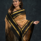 Pure handloom Korvai Saree in Beige and Coal Black Pallu - 013