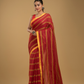 Cherry Red Santipuri cotton s Saree - 012