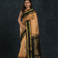 Pure handloom Korvai Saree in Beige and Coal Black Pallu - 013