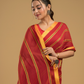 Cherry Red Santipuri cotton s Saree - 012