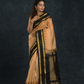 Pure handloom Korvai Saree in Beige and Coal Black Pallu - 013